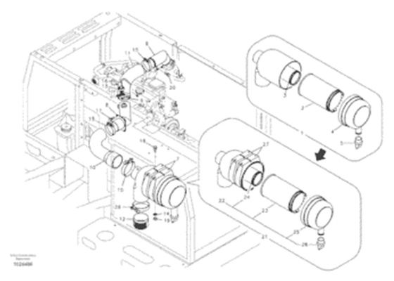 ভোভো EC160B EC180B EC210B এর জন্য VOE14518258 পায়ের পাতার মোজাবিশেষ ইনলেট সিস্টেম খননকারী খুচরা যন্ত্রাংশ